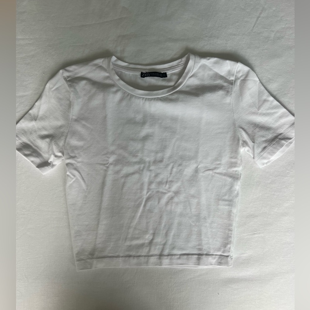 Zara white crop tshirt